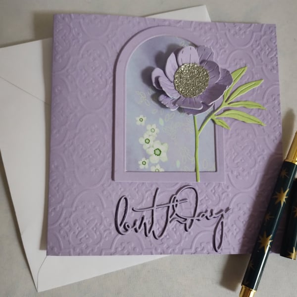 Lovely Lilac Woodland Floral Arch Birthday Card 