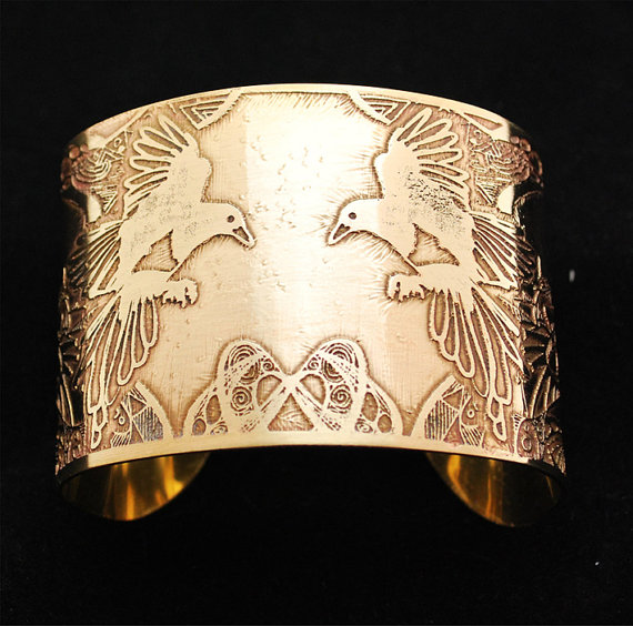 Large Brass magpie Cuff 