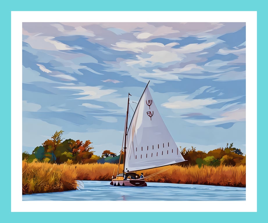 Sailing Boat Norfolk Broads Norfolk Greeting Card A5 Size 