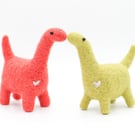 Dinos in Love - Pair of Handmade Needle Felted Dinosaurs Decoration Anniversary 