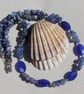 Natural Blue Sapphire & Blue Aventurine Gemstone Statement Necklace "Serene Blue