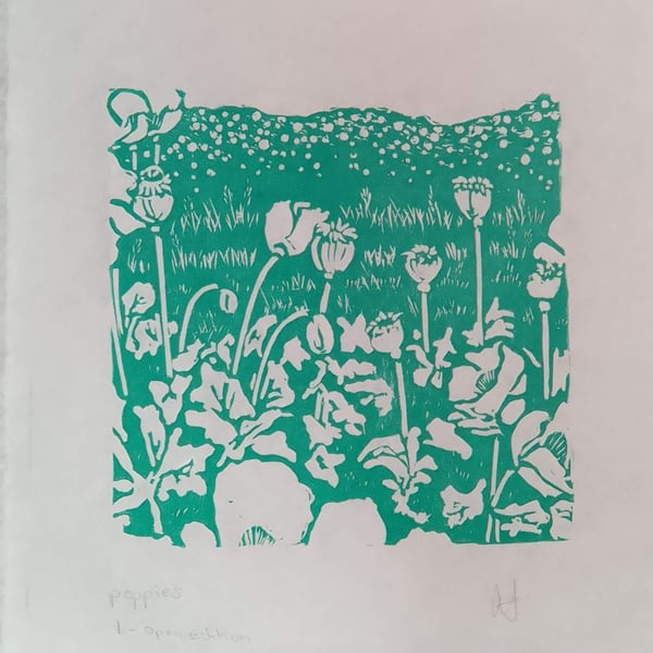 Linoprint mini poppies 