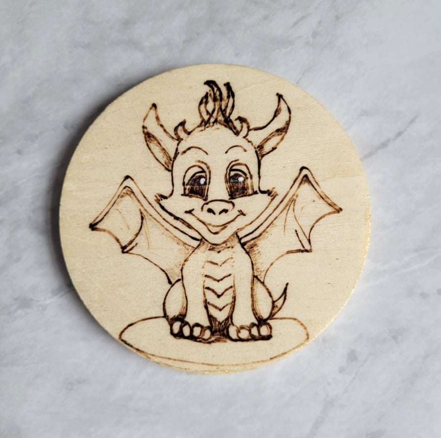 Cute dragon wooden coaster
