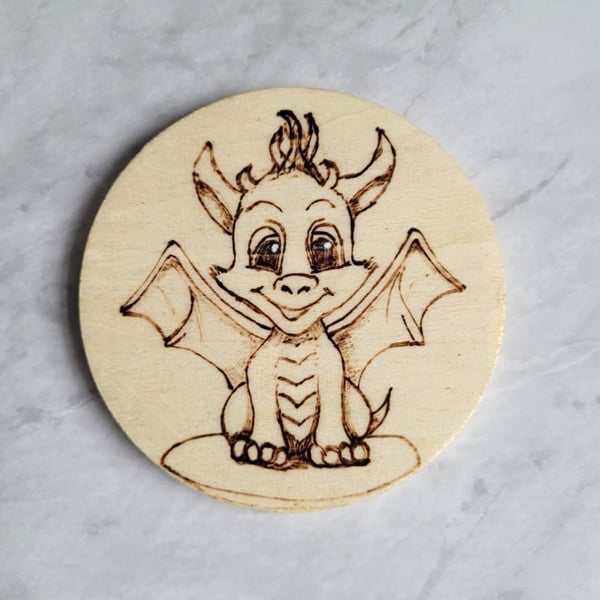 Cute dragon wooden coaster