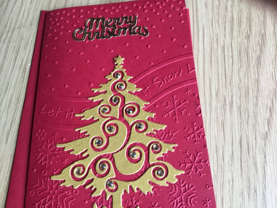 Handmade Christmas tree card. CC543