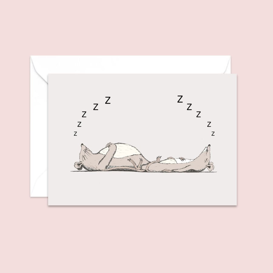Sleeping Mice Greeting Card: Cute Hand Drawn Pencil Illustration (202)