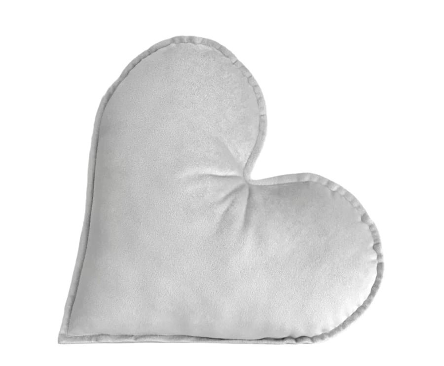Silver Grey Velvet Heart Shaped Cushion Throw Decor Velentine's Day Pillow