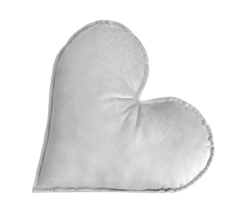 Silver Grey Velvet Heart Shaped Cushion Throw Decor Velentine's Day Pillow