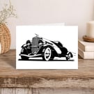 Classic Car Greeting Card: Detailed Pen and Ink Artwork for a Car Lover (413)