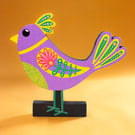 Folk Bird Sculpture - Handmade and Hand-painted