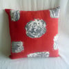 1950s vintage pictorial barkcloth cushion cover