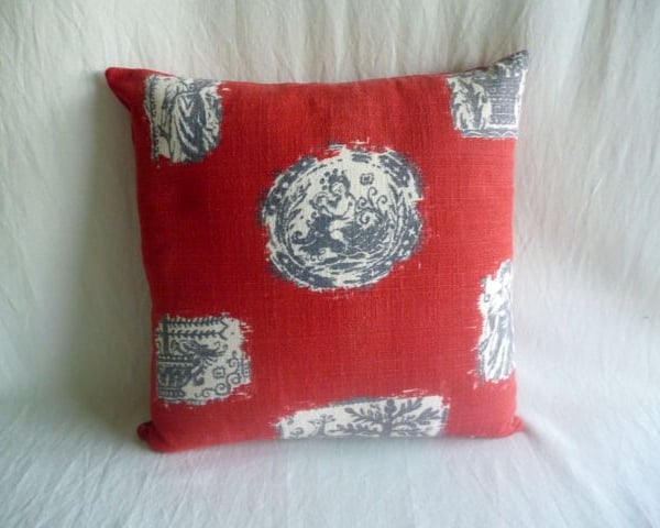 1950s vintage pictorial barkcloth cushion cover
