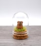 small glass brown dog cloche