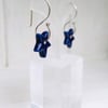 Ceramic Cobalt Blue Star Dangle earrings - Sterling Silver