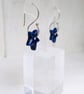Ceramic Cobalt Blue Star Dangle earrings - Sterling Silver