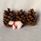 Tiny Polar Ted in a box, letterbox 'random act of tiny Christmas furry kindness'