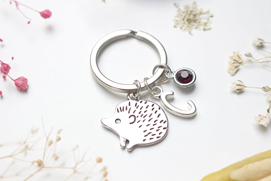 Cute Hedgehog Keyring - Hedgehog Lover Gift. Animal Keyring. 