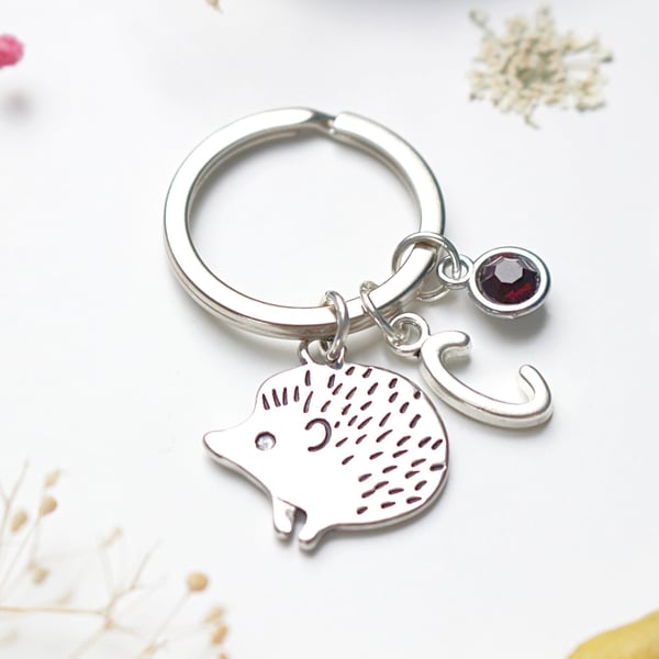 Cute Hedgehog Keyring - Hedgehog Lover Gift. Animal Keyring. 