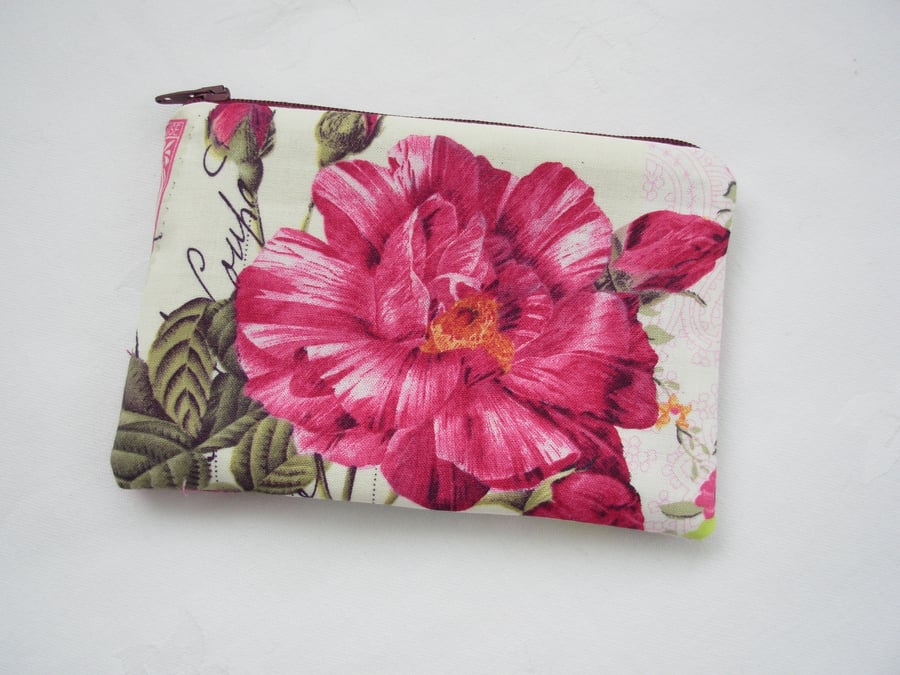 Make Up Bag  Coin Purse Pink White and Green