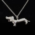 Handmade Dachshund Pendant, Fine Silver Sausage Dog Necklace, Unique One of a 