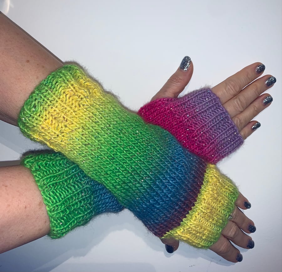Fingerless Wrist Warmers in Vibrant Colours