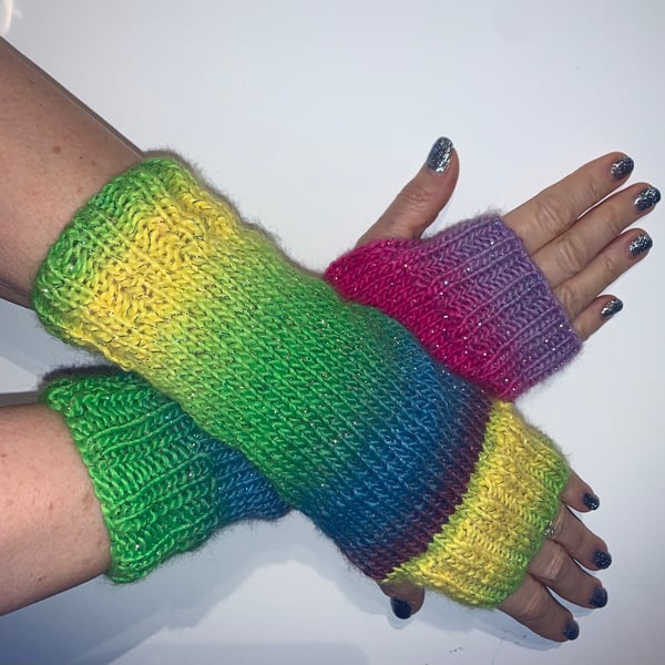 Fingerless Wrist Warmers in Vibrant Colours