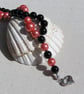 SALE Black Onyx & Coral Shell Pearl Gemstone Wave Bracelet- SALE PRICE - Image 3