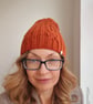 SALE, Hand knit alpaca wool hat, Orange knit beanie - Image 5
