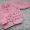 14" Newborn Eyelet Round Neck Cardigan