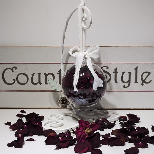 Rose Petals Globe with White Ribbon