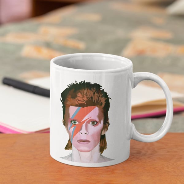 Ziggy Stardust, digitally drawn David Bowie mug, Star man