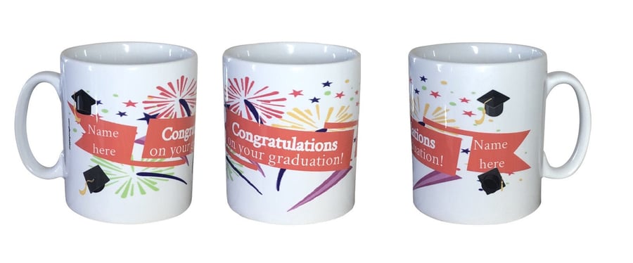 Personalised Graduation Mug. ADD NAME to both sides. Mugs for graduates