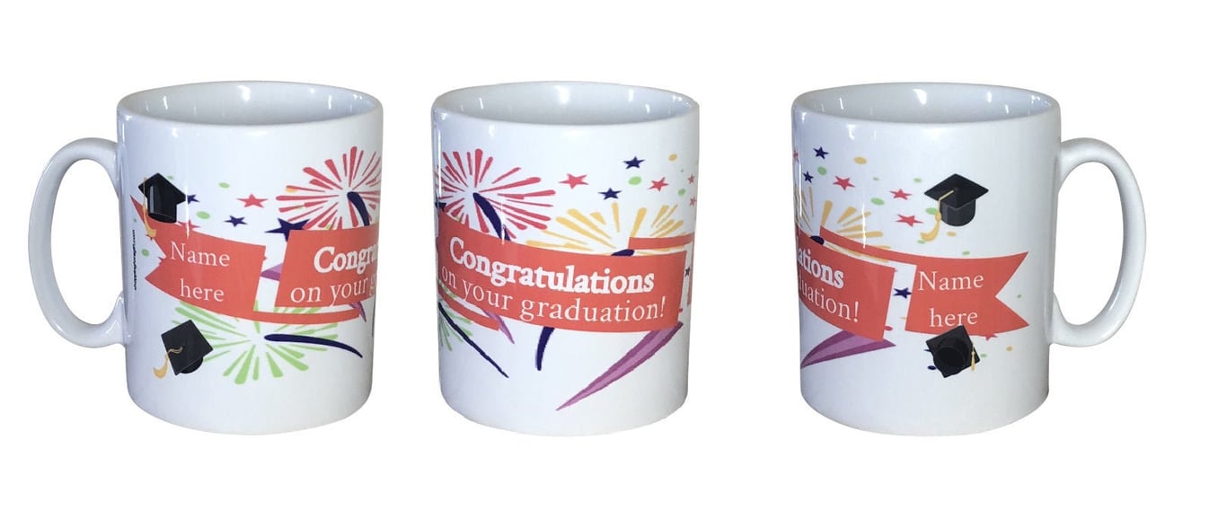 Personalised Graduation Mug. ADD NAME to both sides. Mugs for graduates