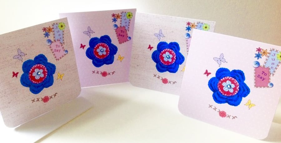 Set of Four Notecards, 'Pretty Things' Blank Notecards with Envelopes,