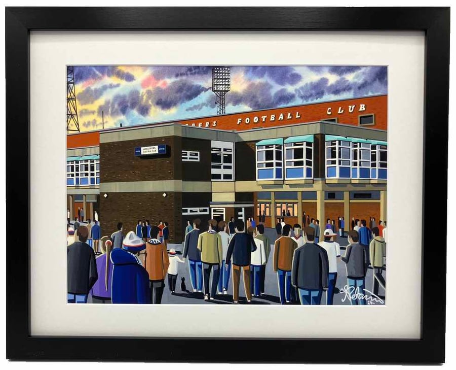 Bolton Wanderers, Retro Burnden Park Framed, Football Art Print 14" x 11" Frame 