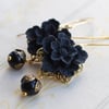 Black Flower Cabochon  Earrings