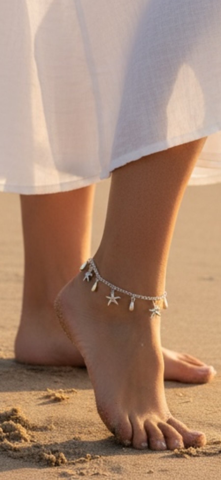Anklet - Silver Plated Starfish & Droplets