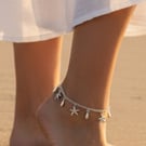 Anklet - Silver Plated Starfish & Droplets