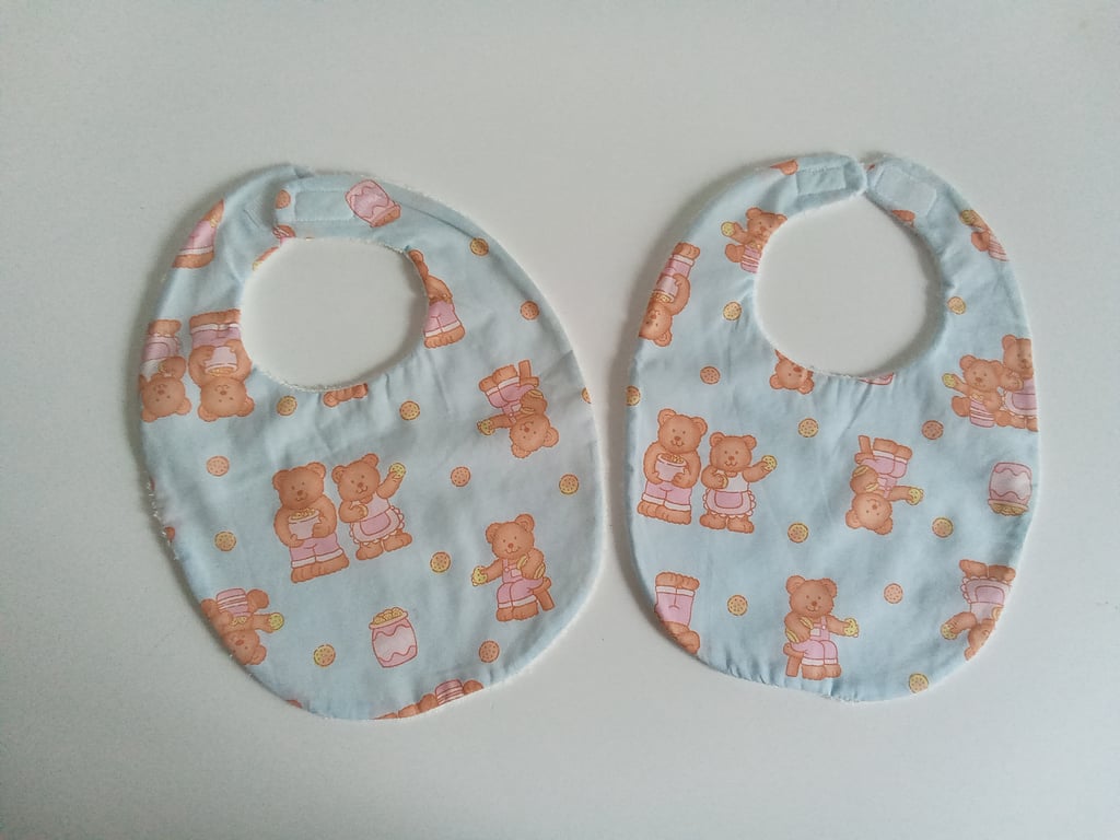 Perfectly imperfect baby bibs, bears and cookies bib set, towelling bibs