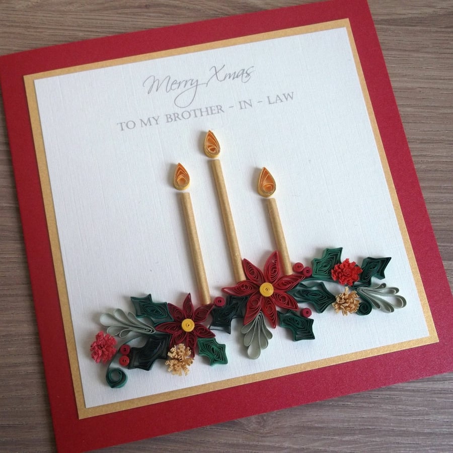 Quilled Christmas card, personalised