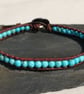 Turquoise semi precious bead and leather bracelet, December birthstone - Image 3