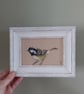 Framed Original Art Soft Pastel Drawing of a Coal tit bird