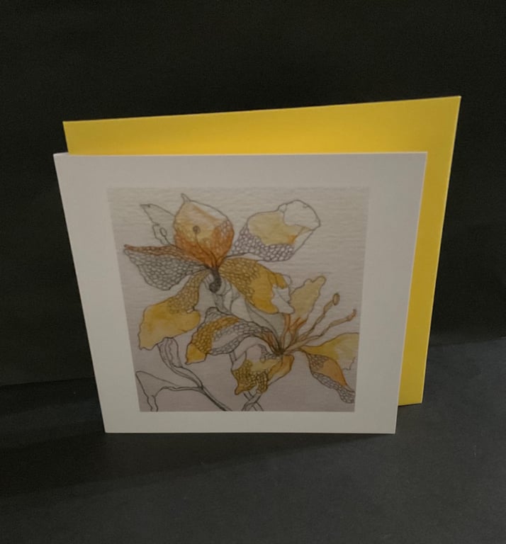 Modern Yellow Iris blank greeting card
