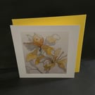 Modern Yellow Iris blank greeting card