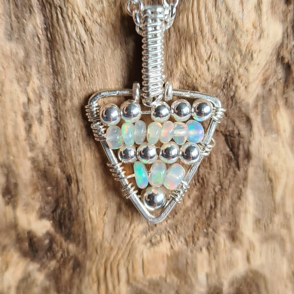 Handmade 925 Silver & Natural Ethiopian Opal Pendant Necklace with Silver Chain