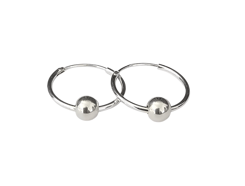 Sterling Silver Hoop Earrings Bead Hoop Earrings 