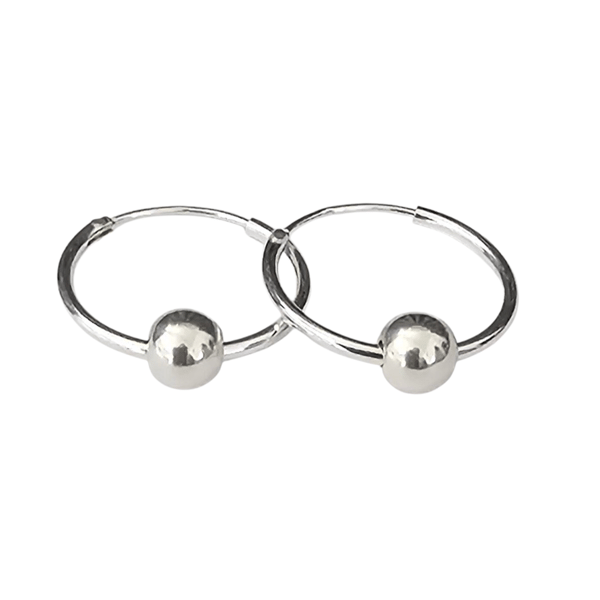Sterling Silver Hoop Earrings Bead Hoop Earrings 