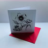 Pen and ink greetings card ‘Pop of colour’