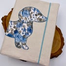 Reusable Appliqué A5 Notebook Cover with Notebook Included – Handmade Blue Flora