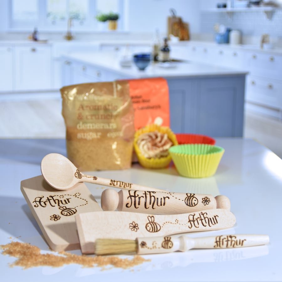 Personalised Children's Wooden Baking Set
